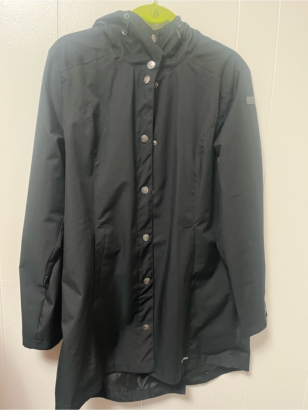 Avalanche Black Hooded Snap-Front Raincoat